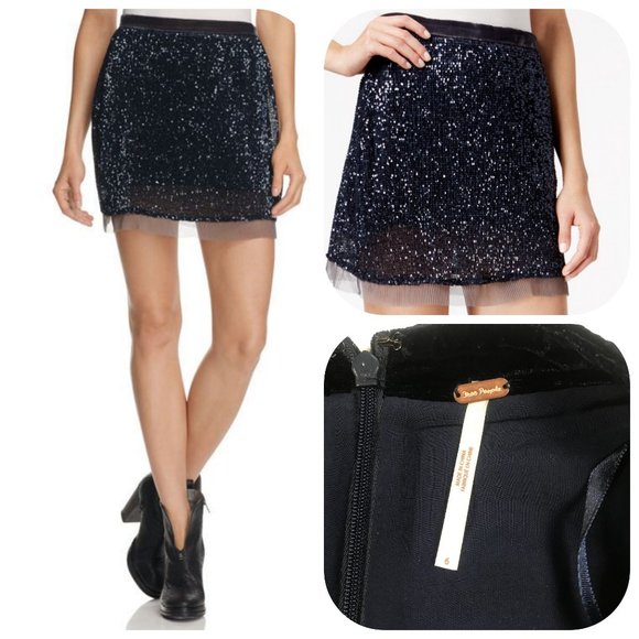 Free People Wild Child Sequined Mini Skirt 6 - Picture 1 of 10